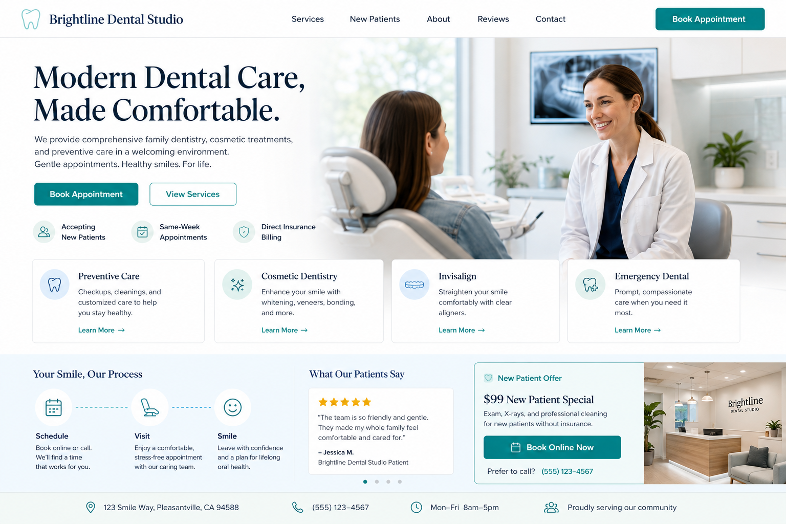 Brightline Dental Studio website example