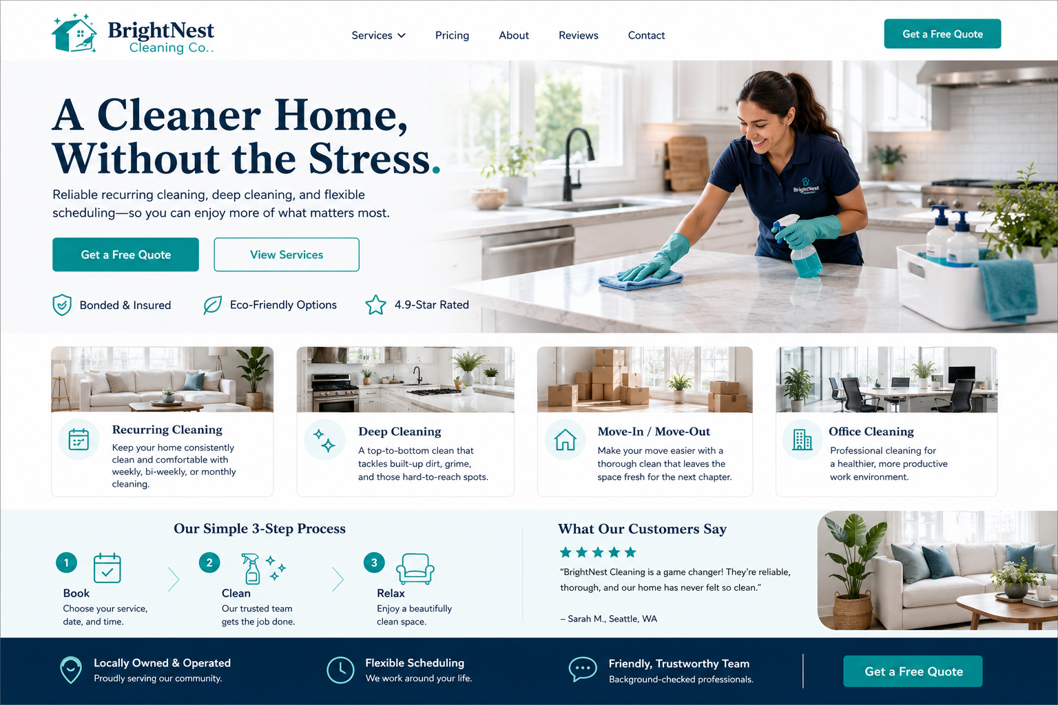 BrightNest Cleaning Co. website example