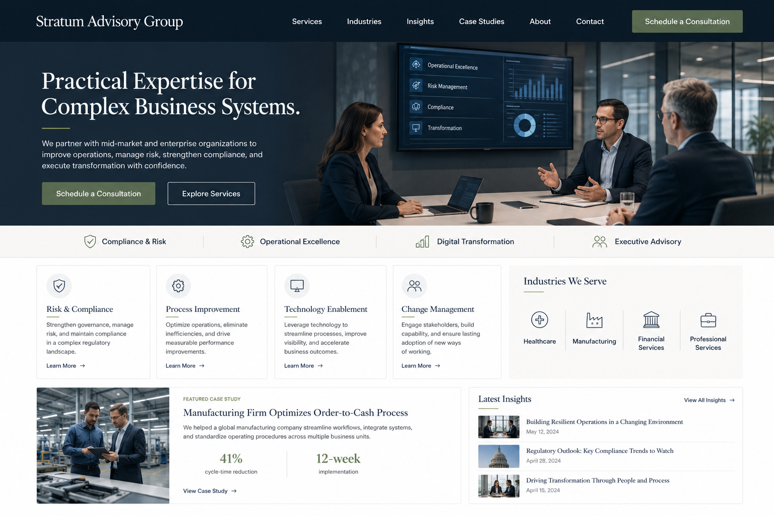 Stratum Advisory Group website example