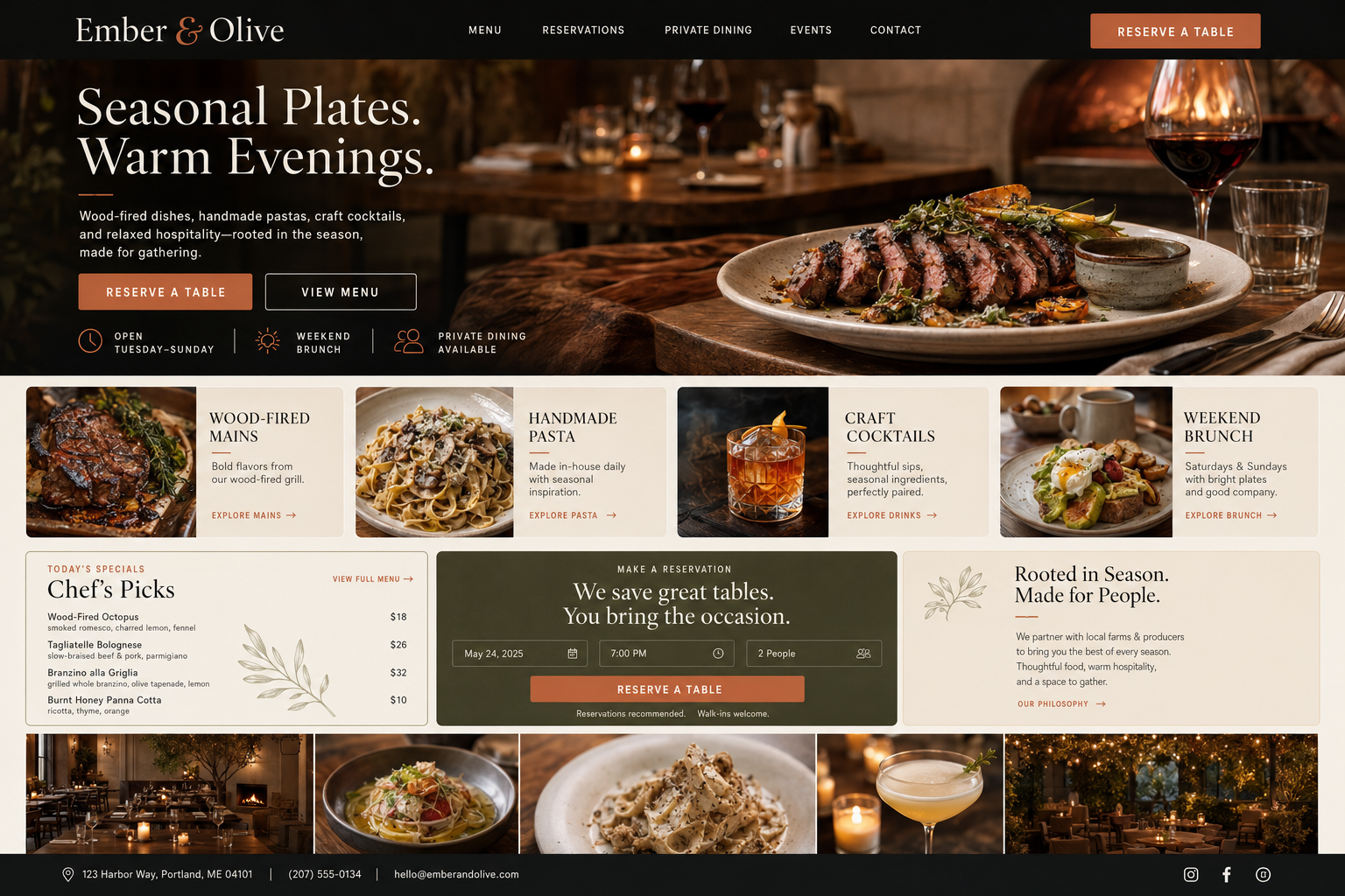 Ember & Olive website example
