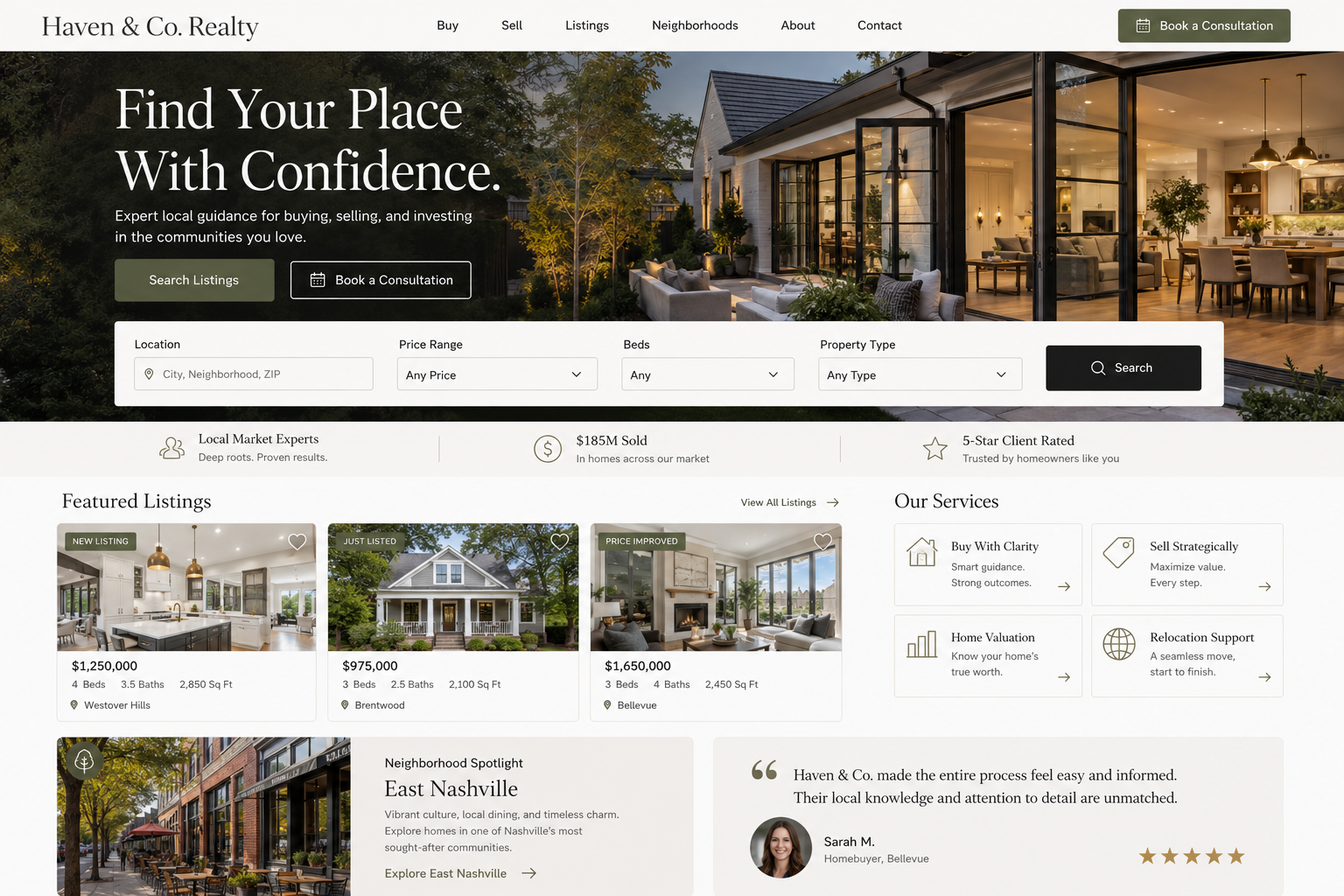 Haven & Co. Realty website example