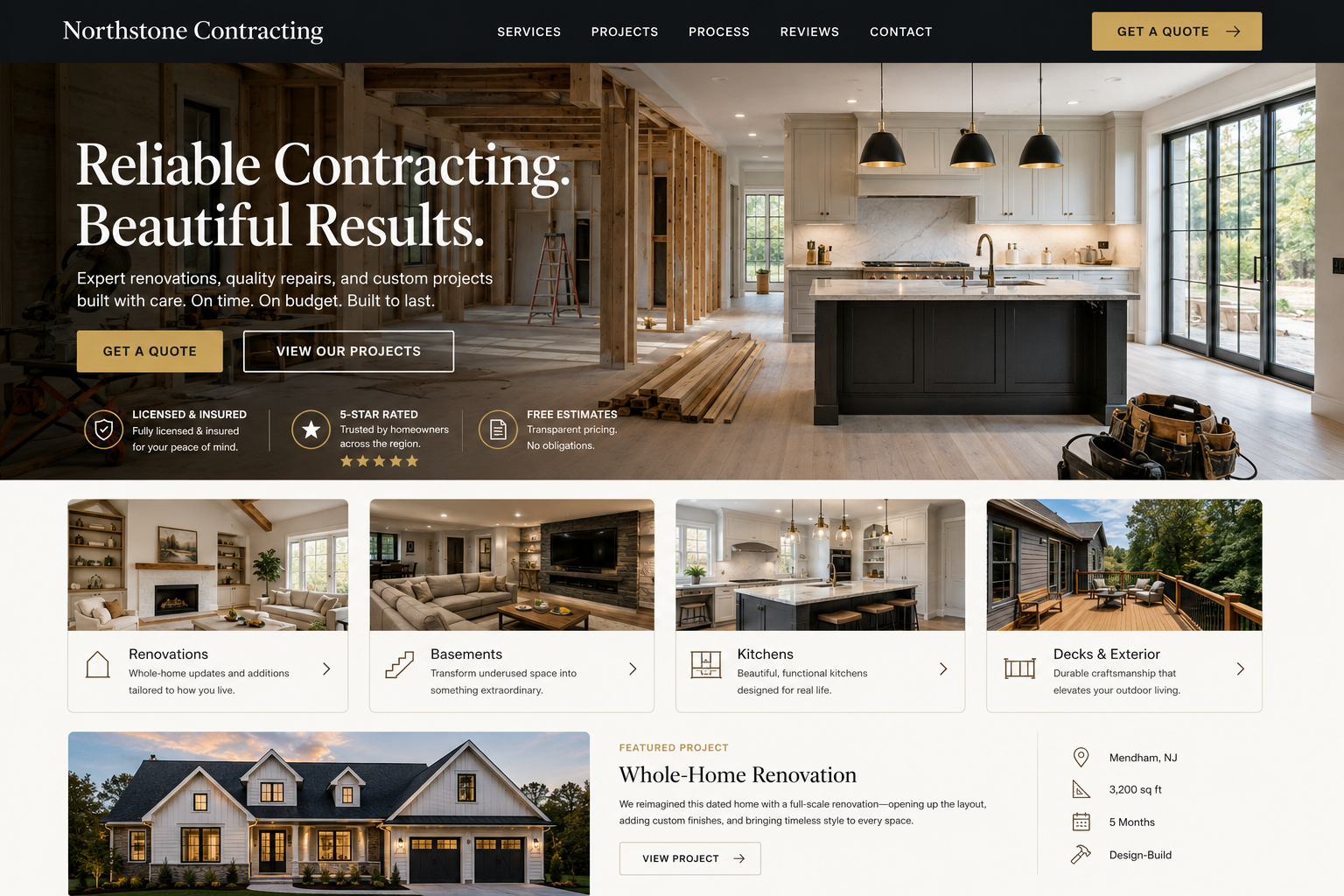 Northstone Contracting website example